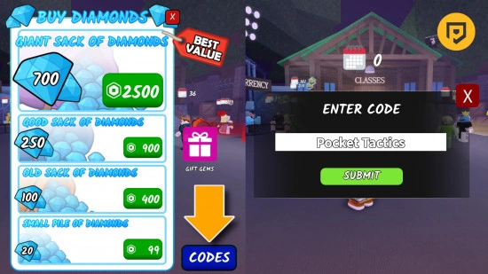 How to access the code insert box